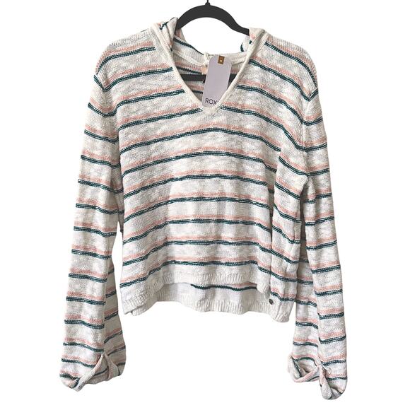 NWT Women's Roxy Sun Express Baja Beach Sweater Knit Striped Pullover - Large - Picture 1 of 6